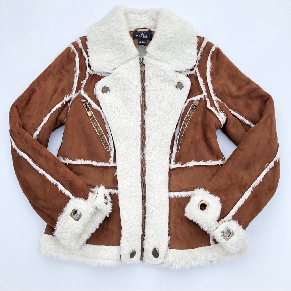 Regent Faux Suede Sherpa Jacket Size Medium